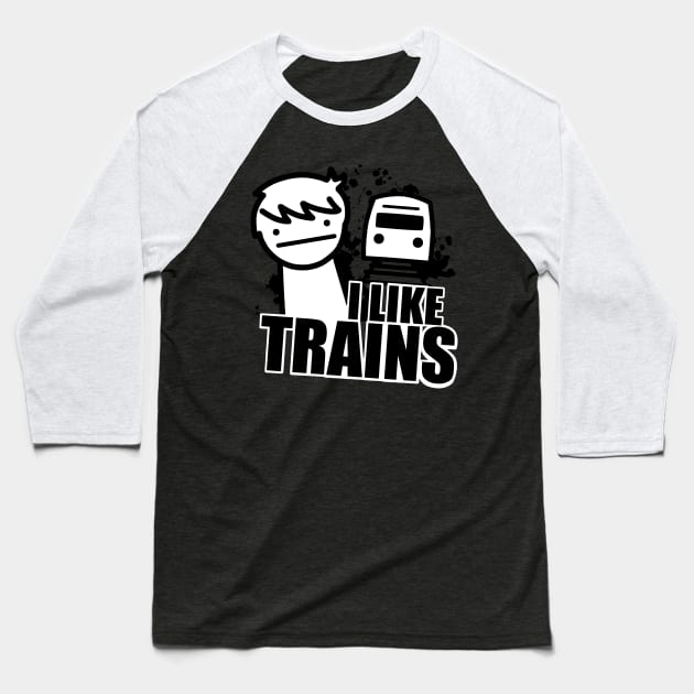 I Like Trains - ASDF Movies Baseball T-Shirt by custardzero